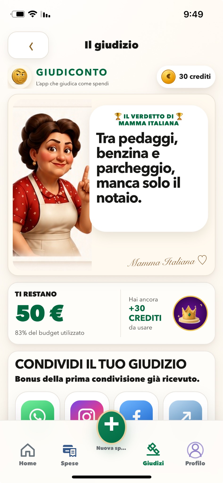 Verdetto di Mamma Italiana in GIUDICONTO